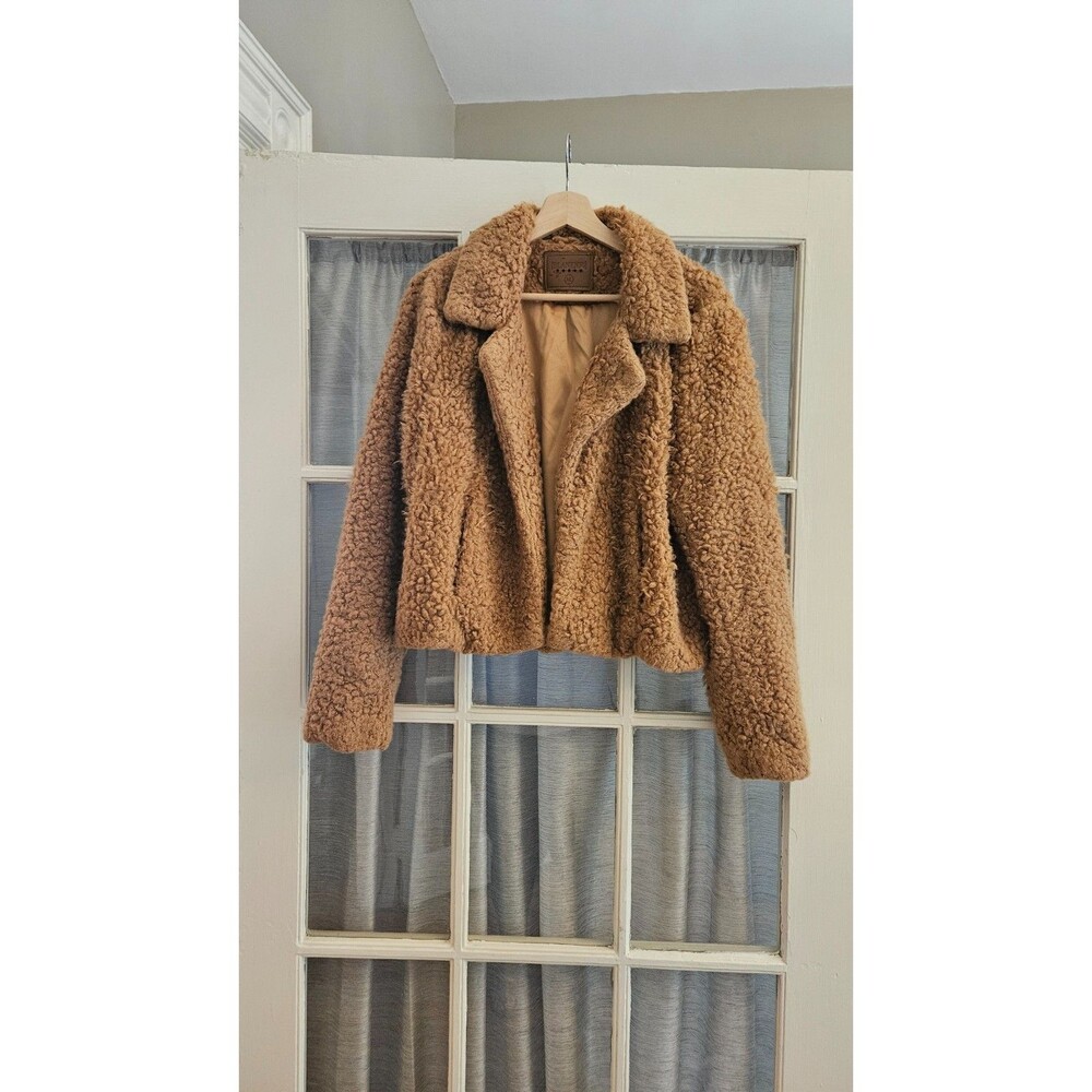 BLANKNYC Faux Fur Teddy Bear Coat Jacket Womens XL Sahara Tan Faux Shearling